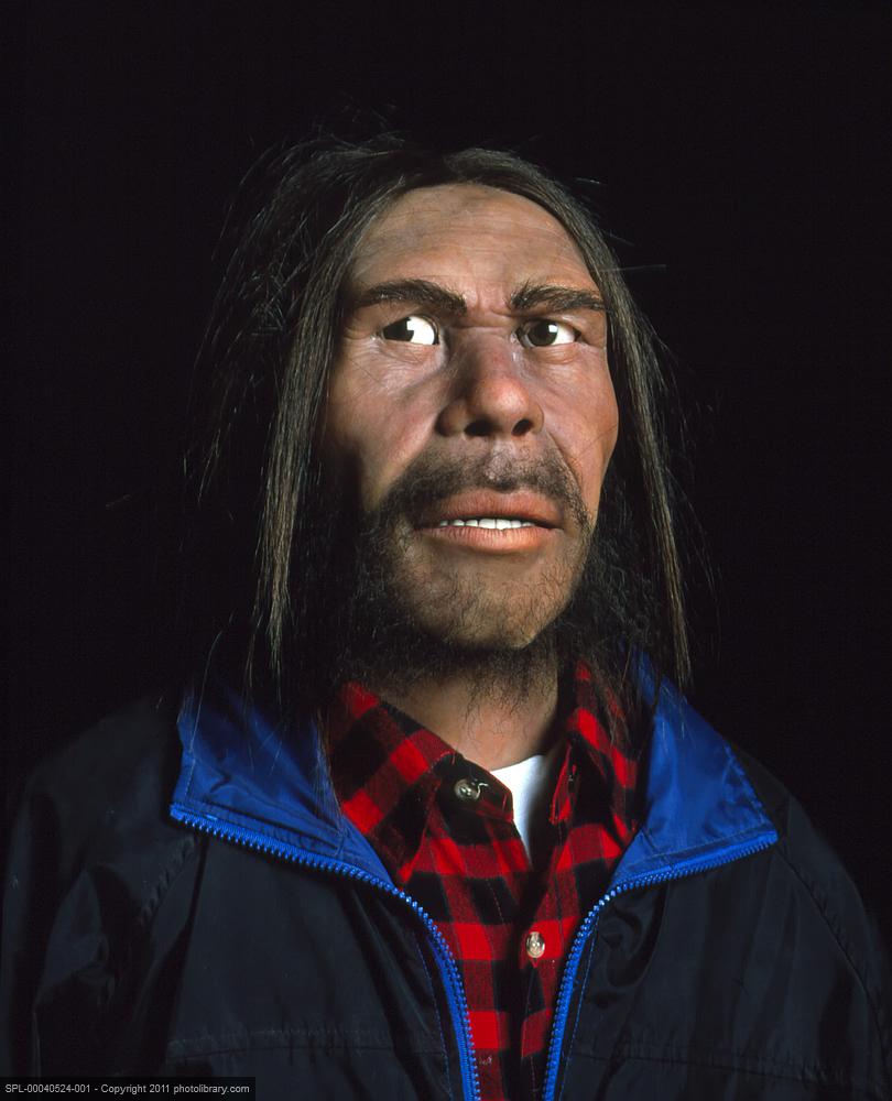 Реконструкция внешнего вида неандертальца в современной одежде (примерно 50-40 тысяч лет до н. э.)