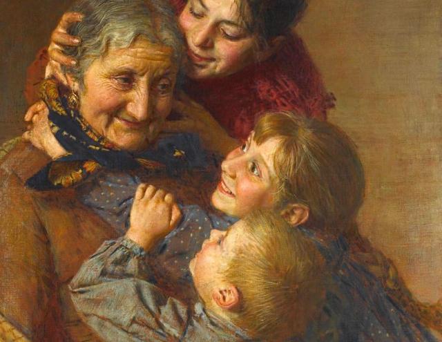 Gaetano Bellei. Бабушка и внуки (фрагмент) 